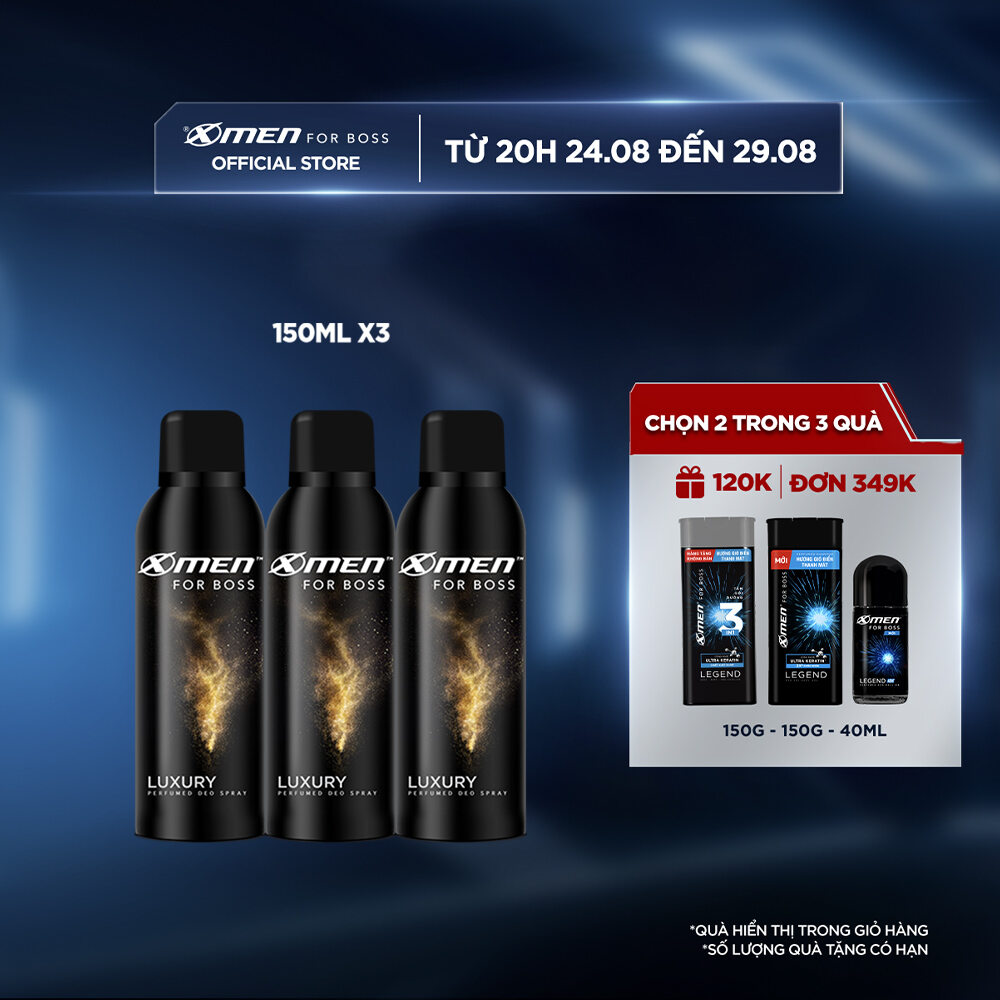 Combo 3 Xịt khử mùi X-Men for Boss Luxury 150ml/chai