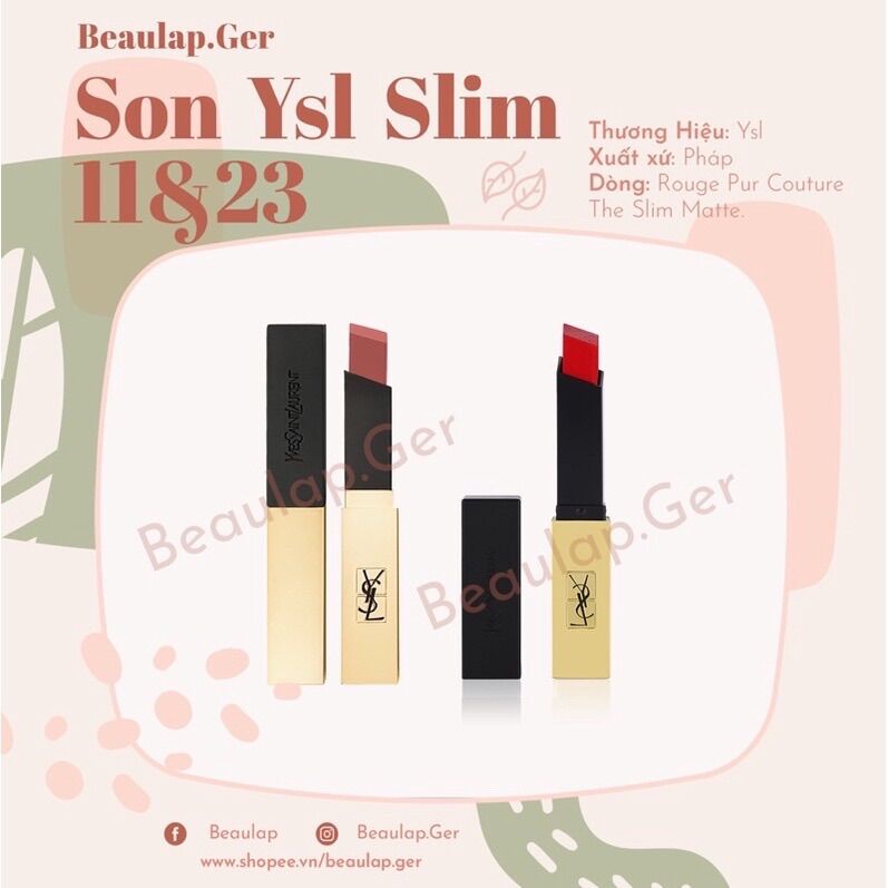 Son lì ysl chính hãng rouge pur couture the slim 11,23.