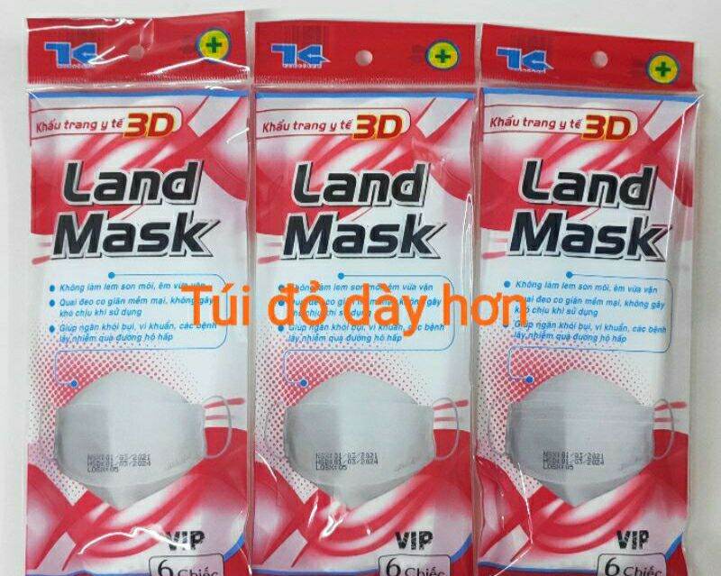 COMBO 10 Túi Khẩu Trang 3D Land Mask 1 Túi 6 chiếc - ( LOẠI TÚI ĐỎ ) Loại 4D KF94 Kiểu Hàn Quốc