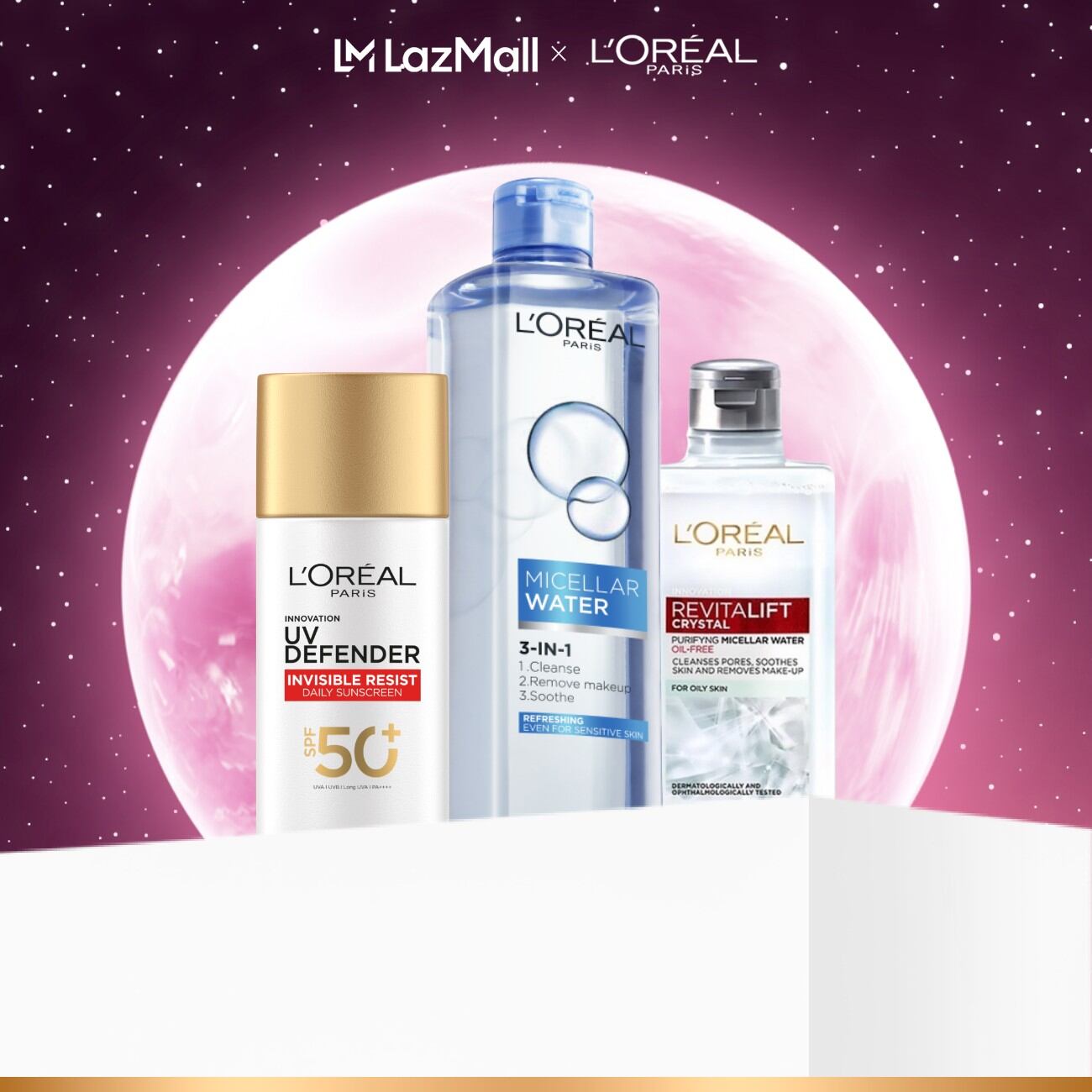 Bộ Sữa Chống Nắng Phổ Rộng Vô Hình Thoáng Da SPF 50+ PA++++ và Nước tẩy trang Crystal 95ml và Nước tẩy trang Xanh Dương Nhạt 400ml