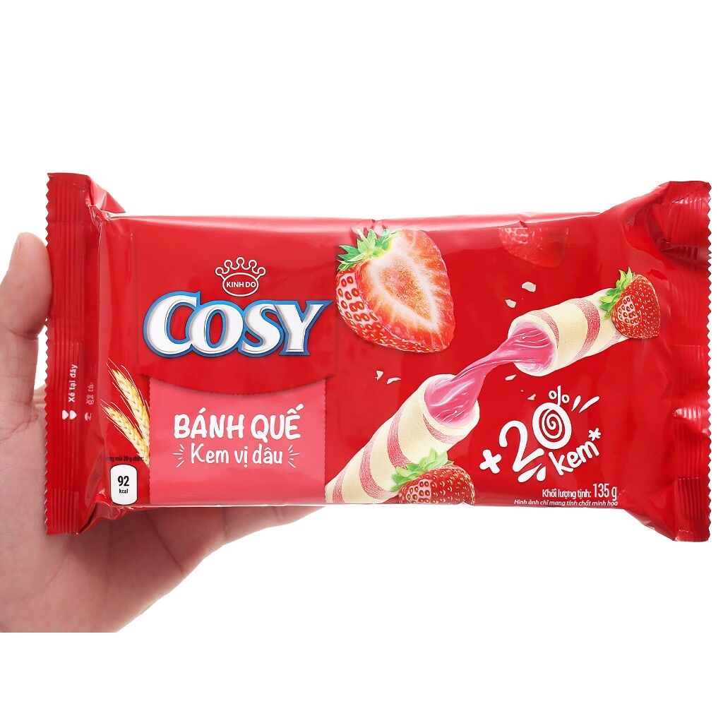 BÁNH QUẾ COSY VỊ SOCOLA/LÁ DỨA/DÂU/CAM(NGẪU NHIÊN)