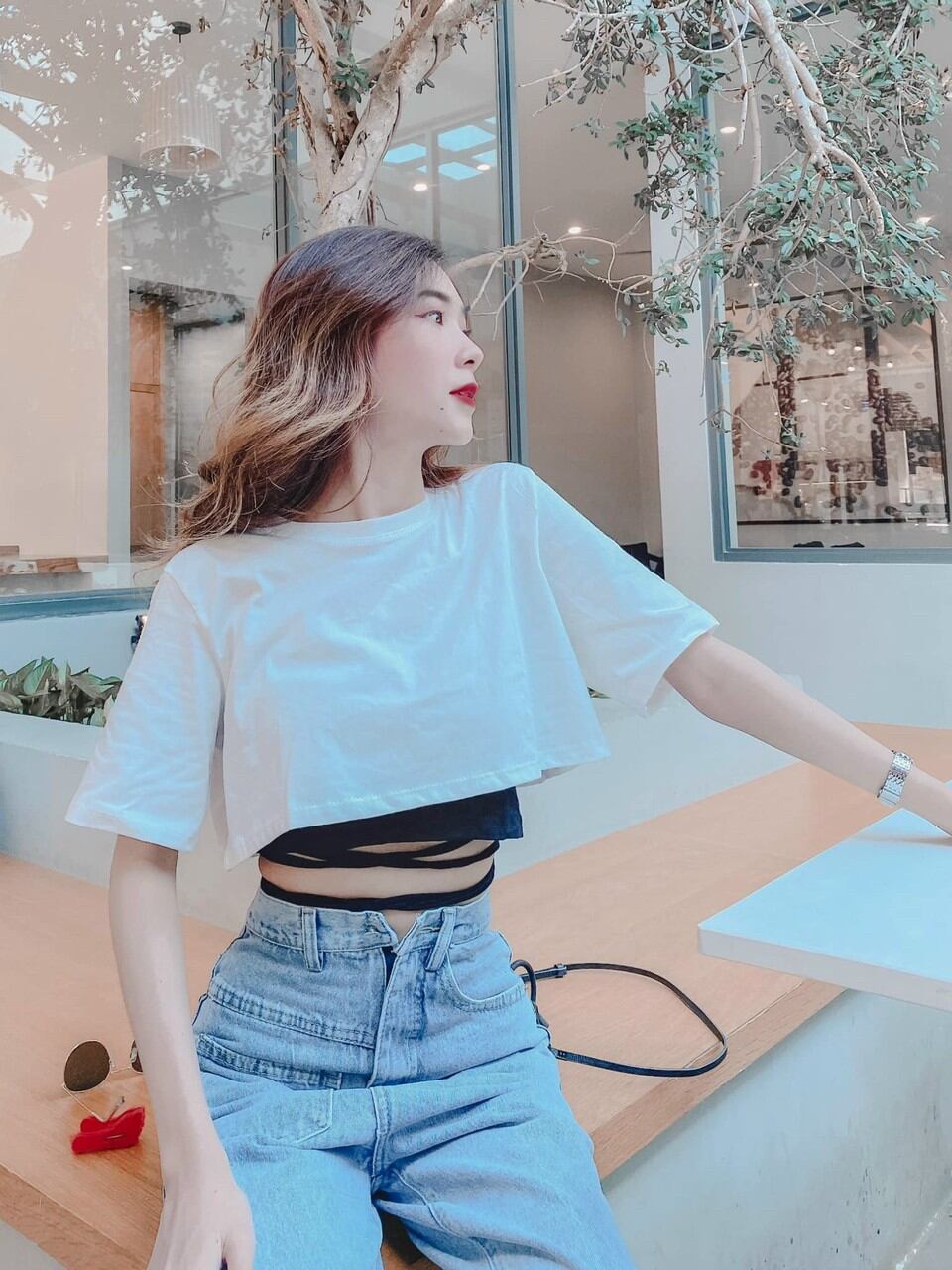 Áo Cặp Croptop Quấn Dây Eo Cá Tính