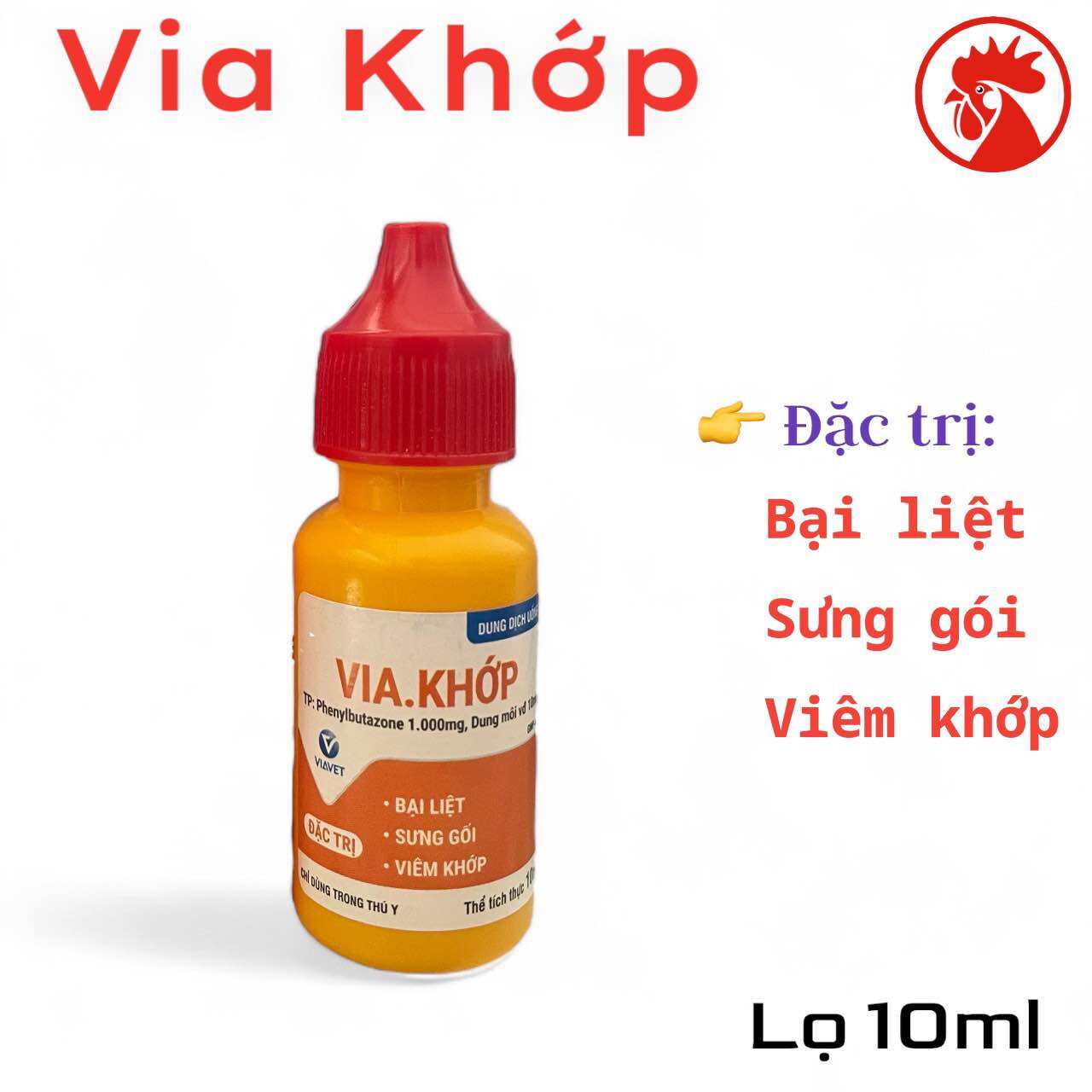 Via Khớp 10ml cho gà đá gà chọi bị viêm khớp sưng khớp đau khớp gối bại liệt