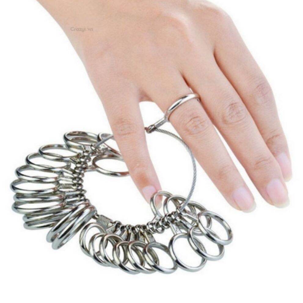 Dụng cụ đo nhẫn bằng inox có số trên mỗi vòng