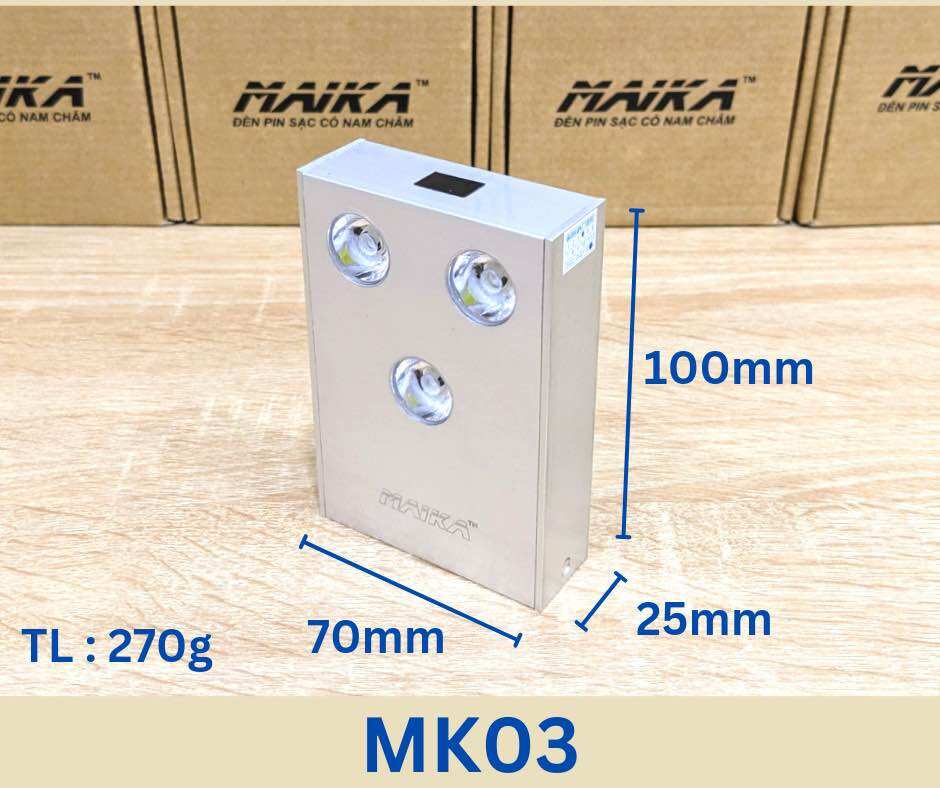 Đèn pin sạc Maika MK03( 3 bóng led) cổng sạc Type-C