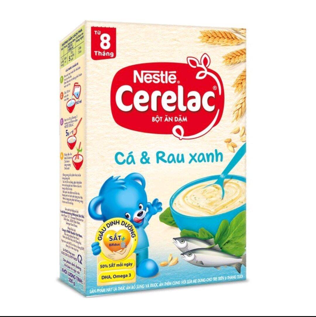 Bột ăn dặm Nestle Cerelac Cá Rau Xanh hộp giấy 200gr