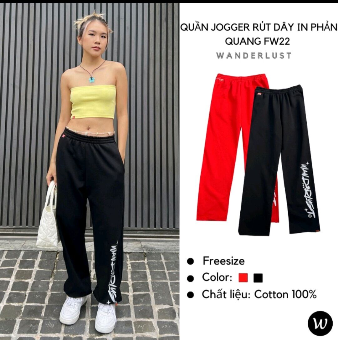 Quần Jogger rút dây in phản quang FW22