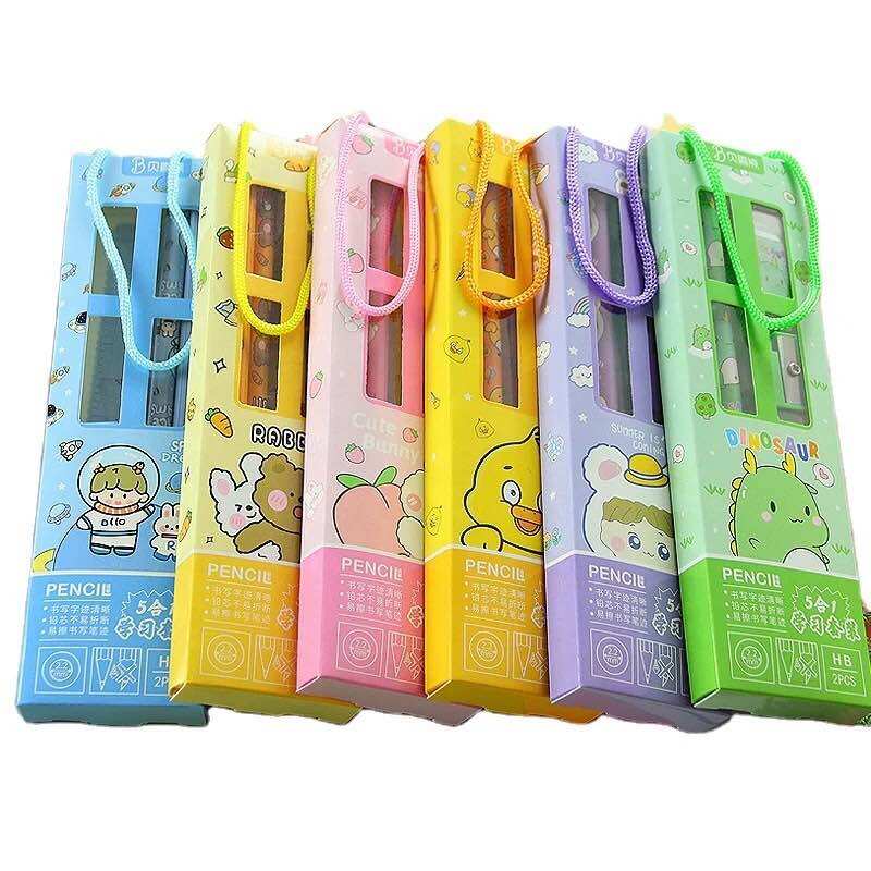 Bộ dụng cụ học tập bút chì, tẩy, thước kẻ