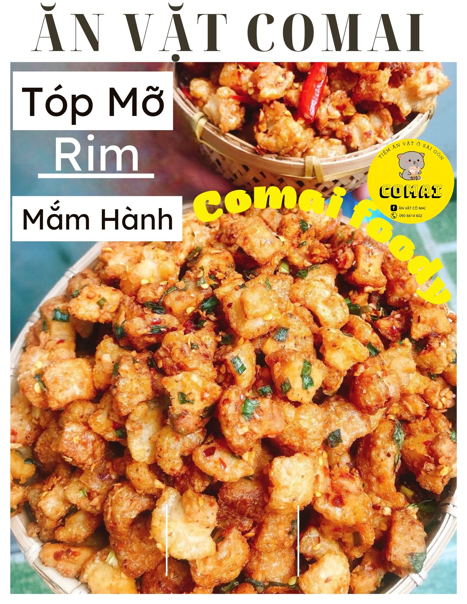 Tóp mỡ liền da rim mắm hành giòn rụm, hộp 250gr