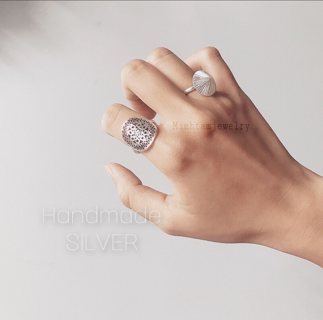 Nhan non la - conical hat ring FREESIZE- Silver hat ring