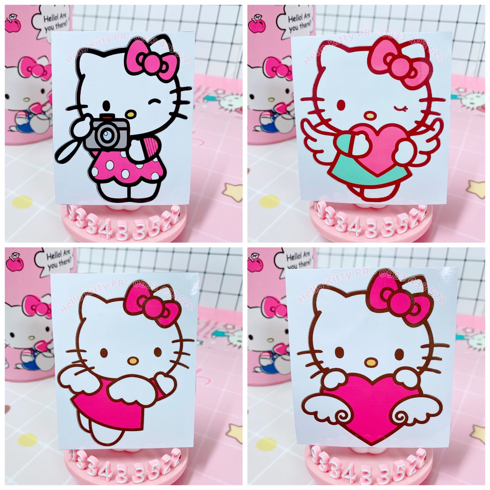 [Freeship MAX] Decal dán trang trí ( nón bảo hiểm, xe, ổ điện, tủ kính ) HelloKitty PR