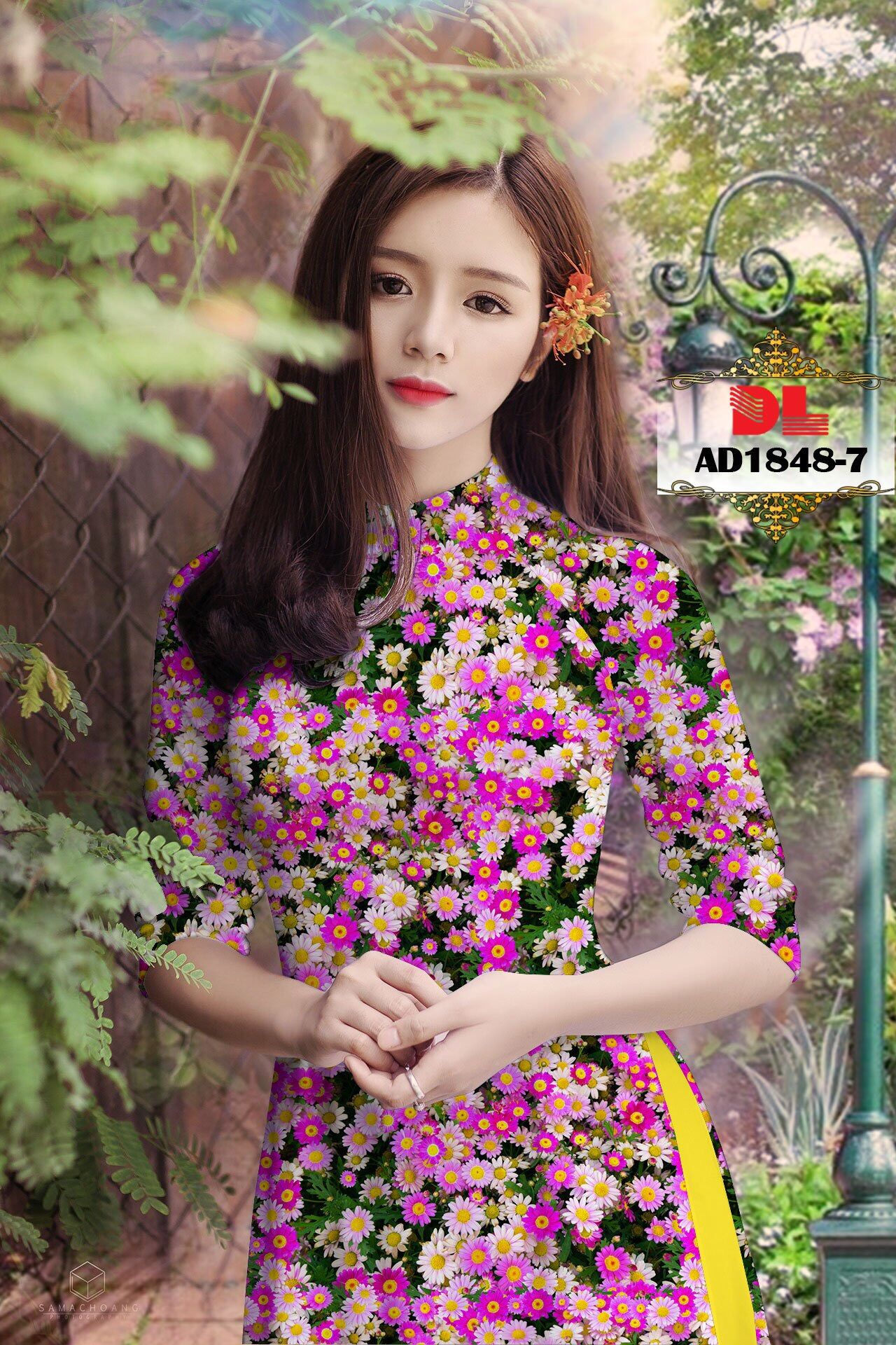 [HCM]Vải áo dài in hoa cúc