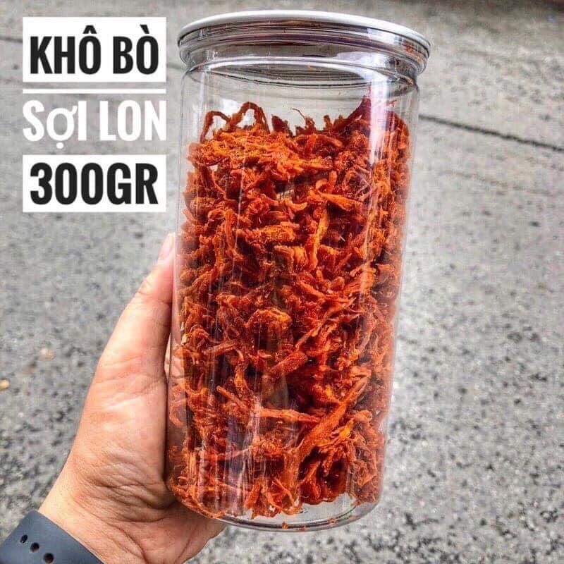 Khô bò sợi 300gr lon pet
