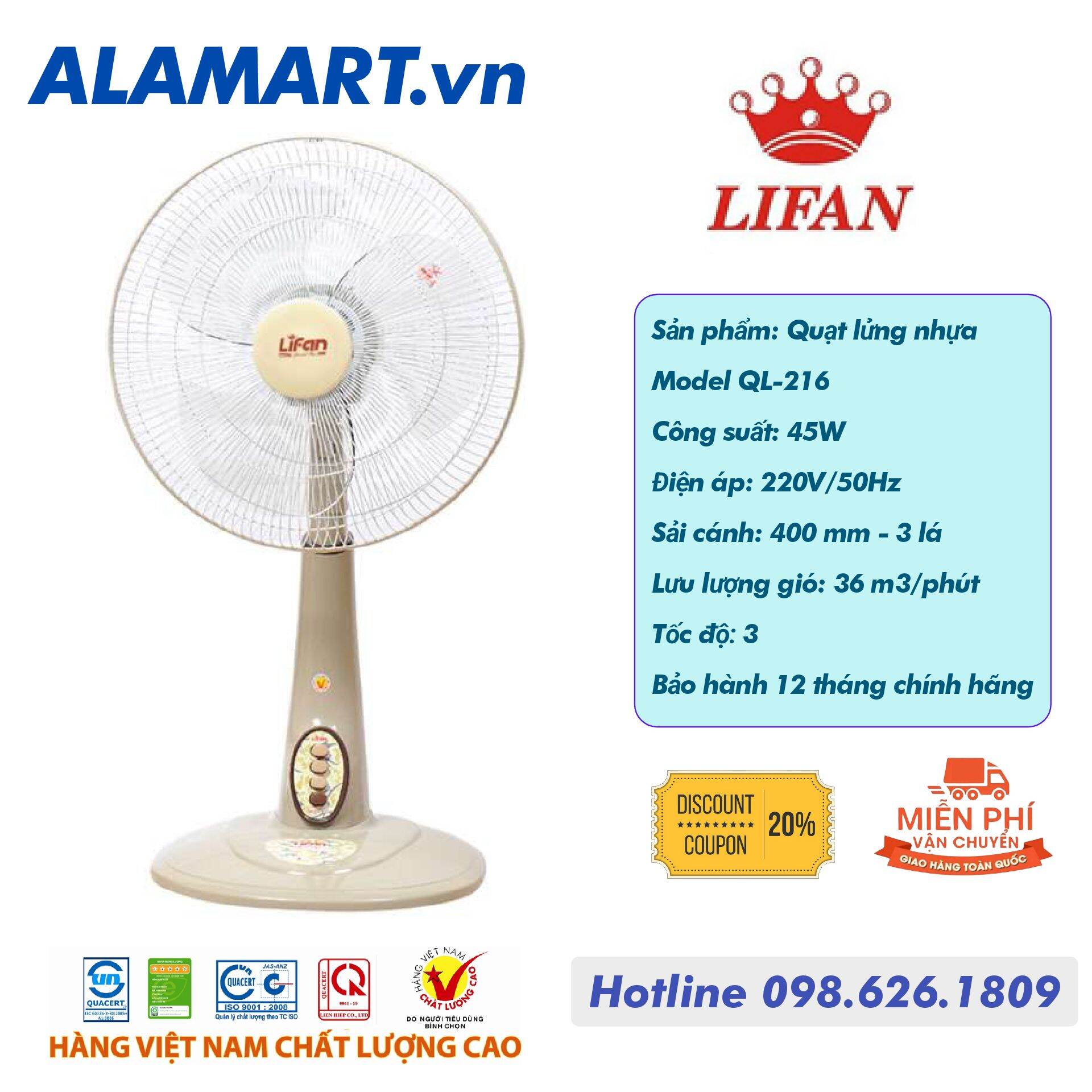 Quạt lửng Lifan QL-216