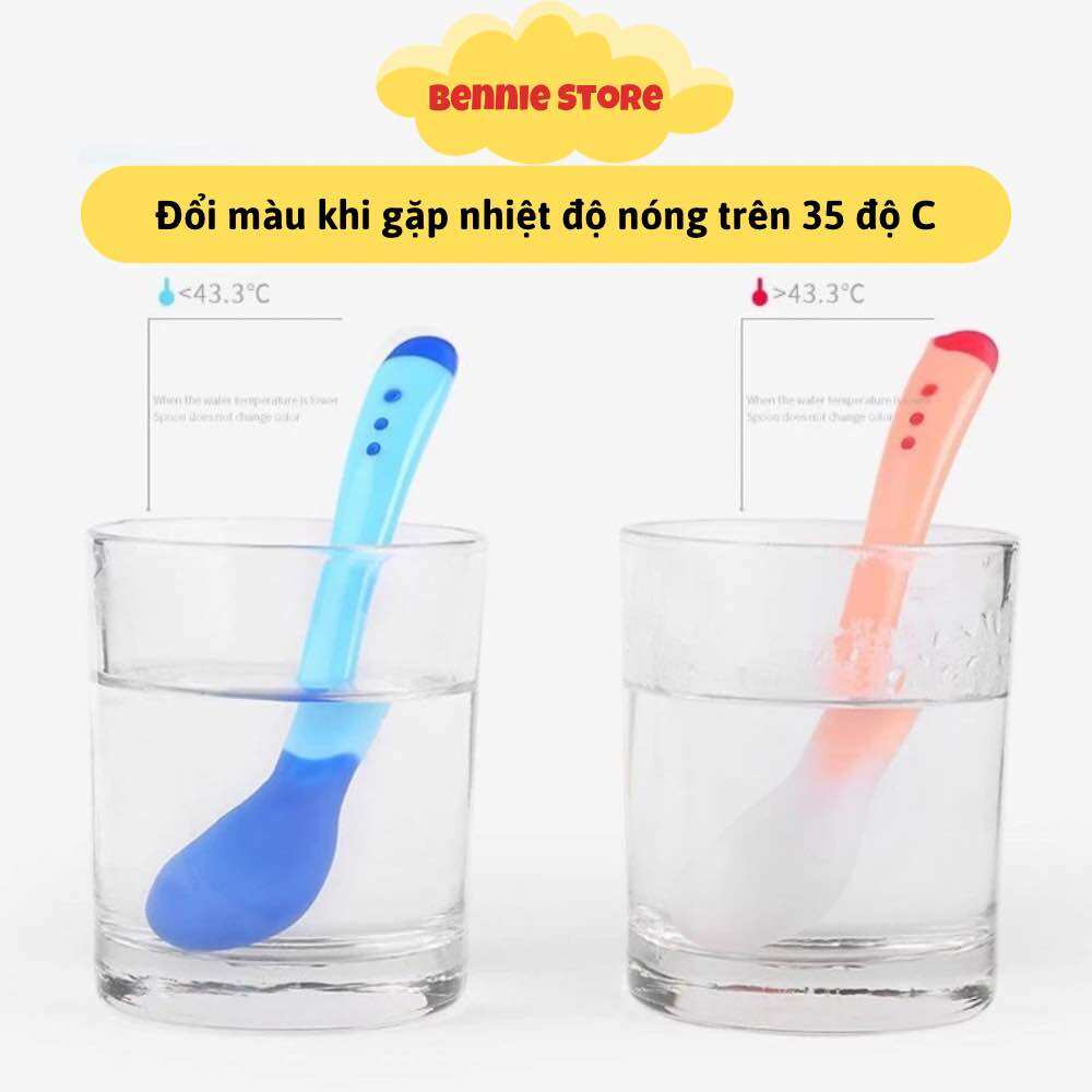 Muỗng ăn dặm silicon báo nóng cho bé