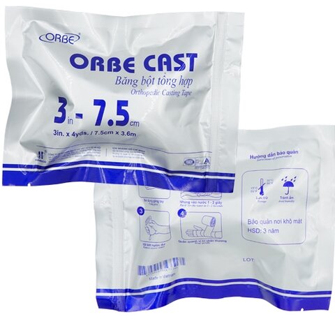 [MẪU CAO CẤP] Băng Bột tổng hợp, Băng bó bột thạch cao tổng hợp Thủy Tinh ORBE 7,5X3,6 cm, dễ tháo tác, Bác Sỹ tin dùng