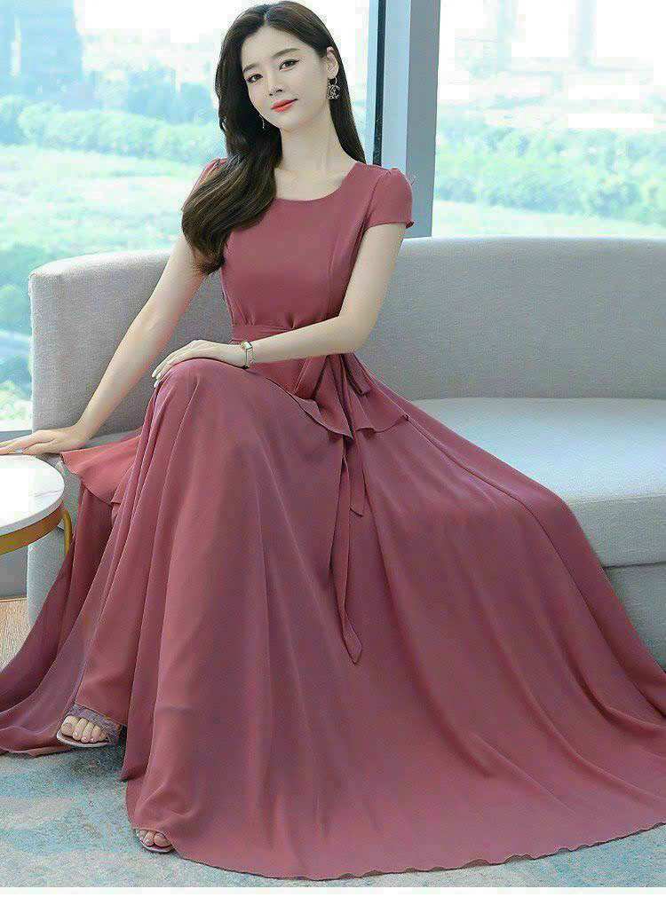 [HCM]ĐẦM XOÈ TAY CON PHỐI TÀ XÉO THẮT DÂY EO
