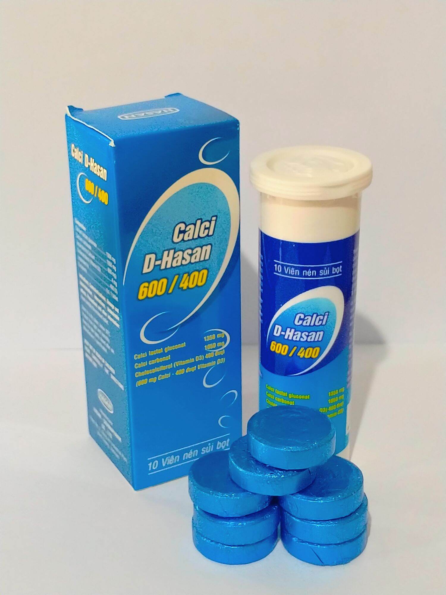 Viên sủi calci d hasan 600/400 tub 10 viên giúp bổ sung calci và vitamin d cho cơ thể