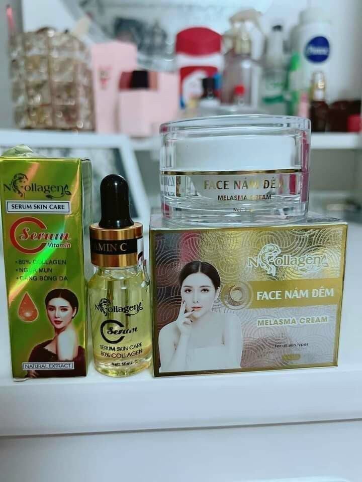 Combo serum +kem nám đêm ncollagen chính hãng cty