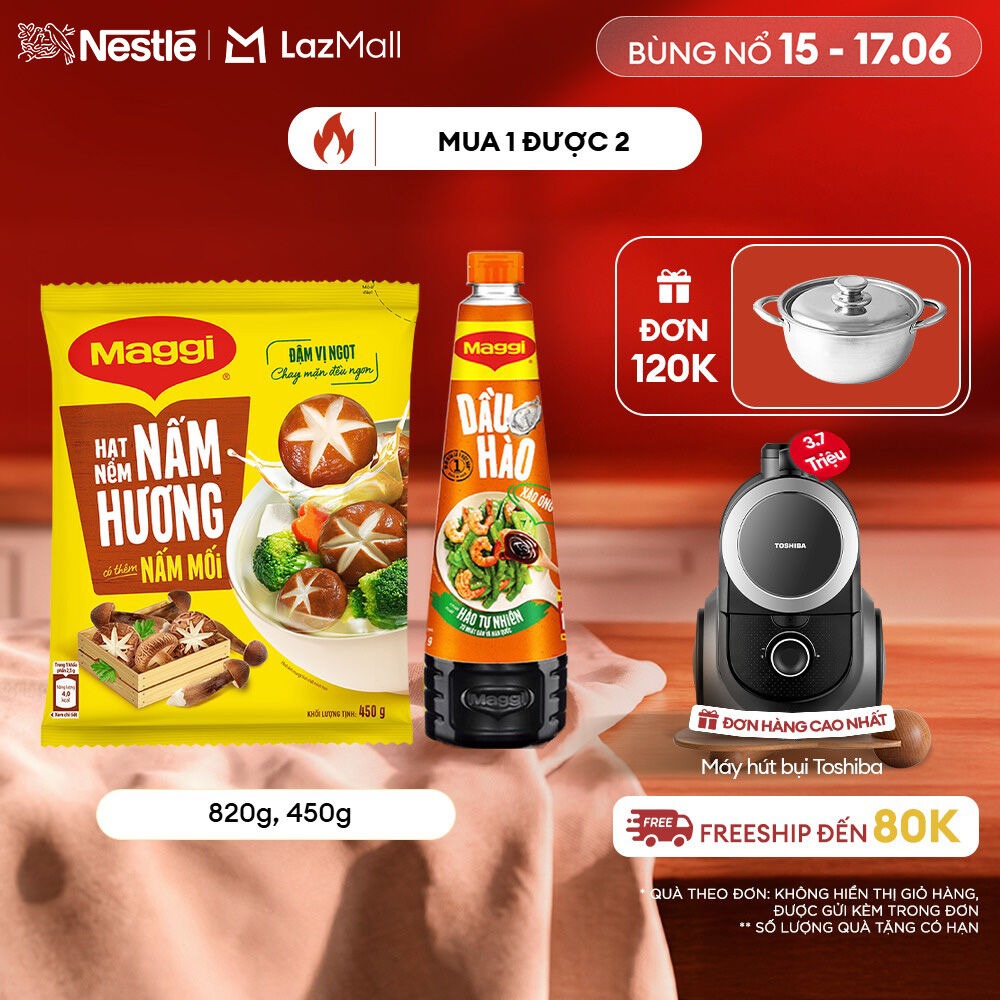 [FREESHIP TOÀN QUỐC] Combo mix vị Maggi: 1 dầu hào Maggi® 820g + 1 hạt nêm cao cấp Maggi® nấm hương 450g