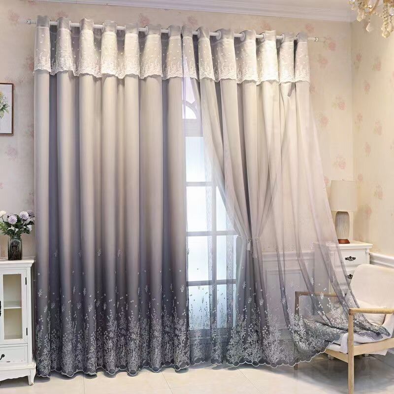 Vải rèm voan thêu chân