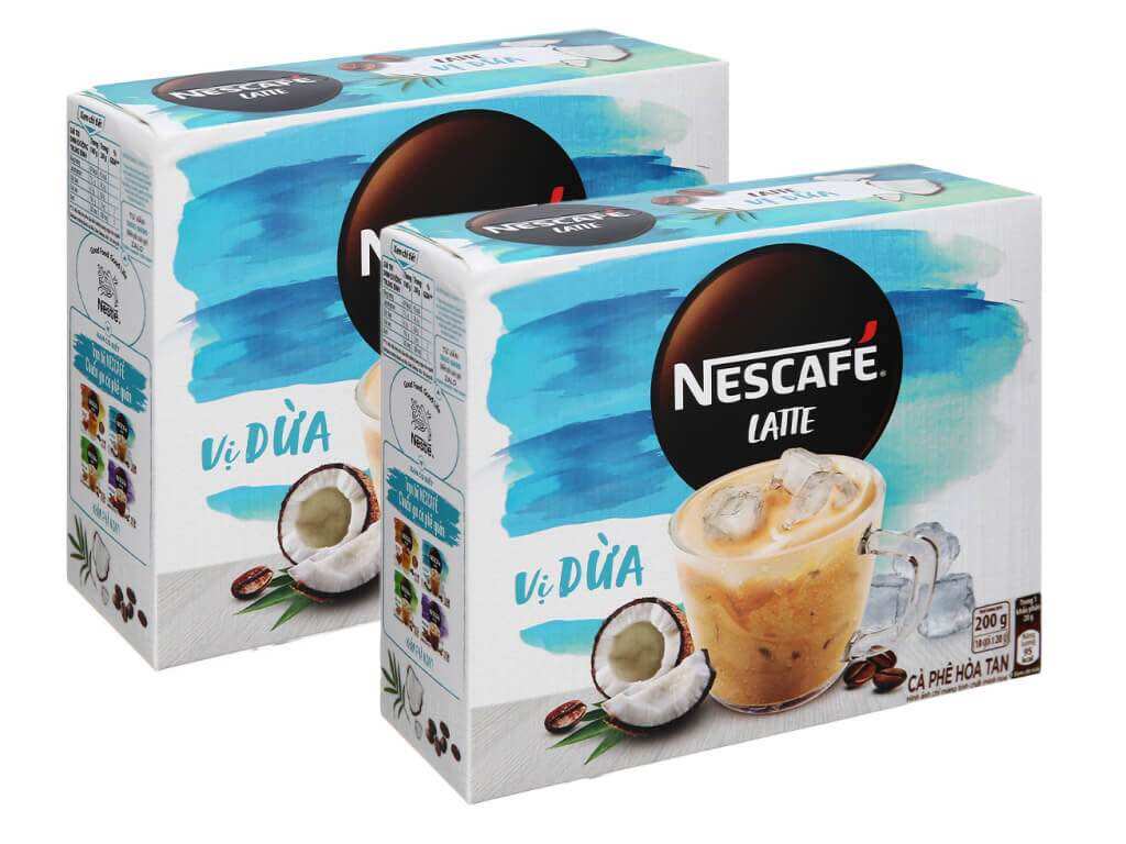 2 hộp cà phê hòa tan nescafé latte vị dừa
