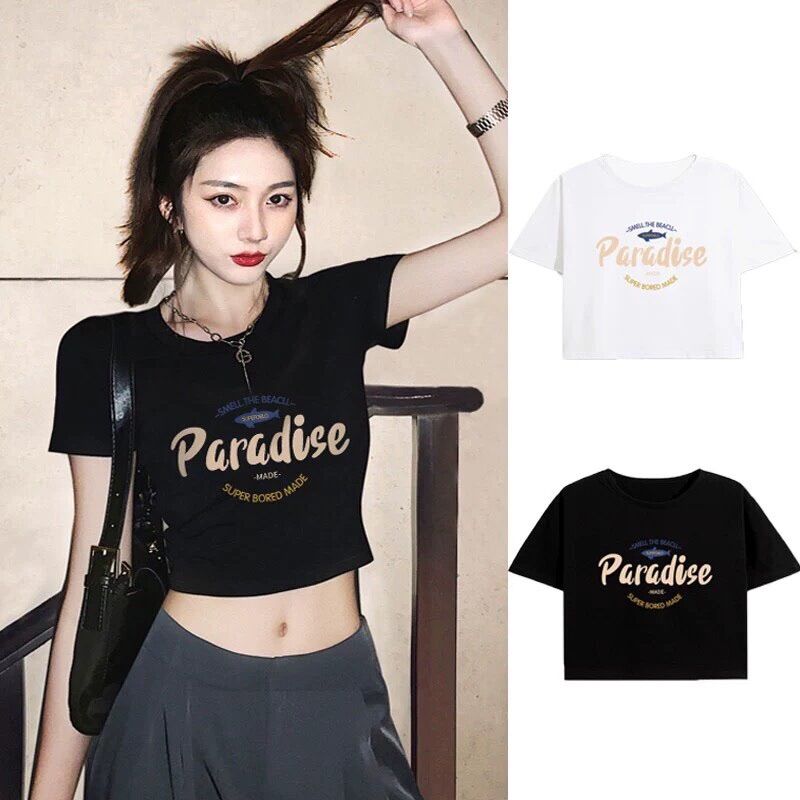Áo thun cổ tròn tay ngắn cotton form lửng Paradise