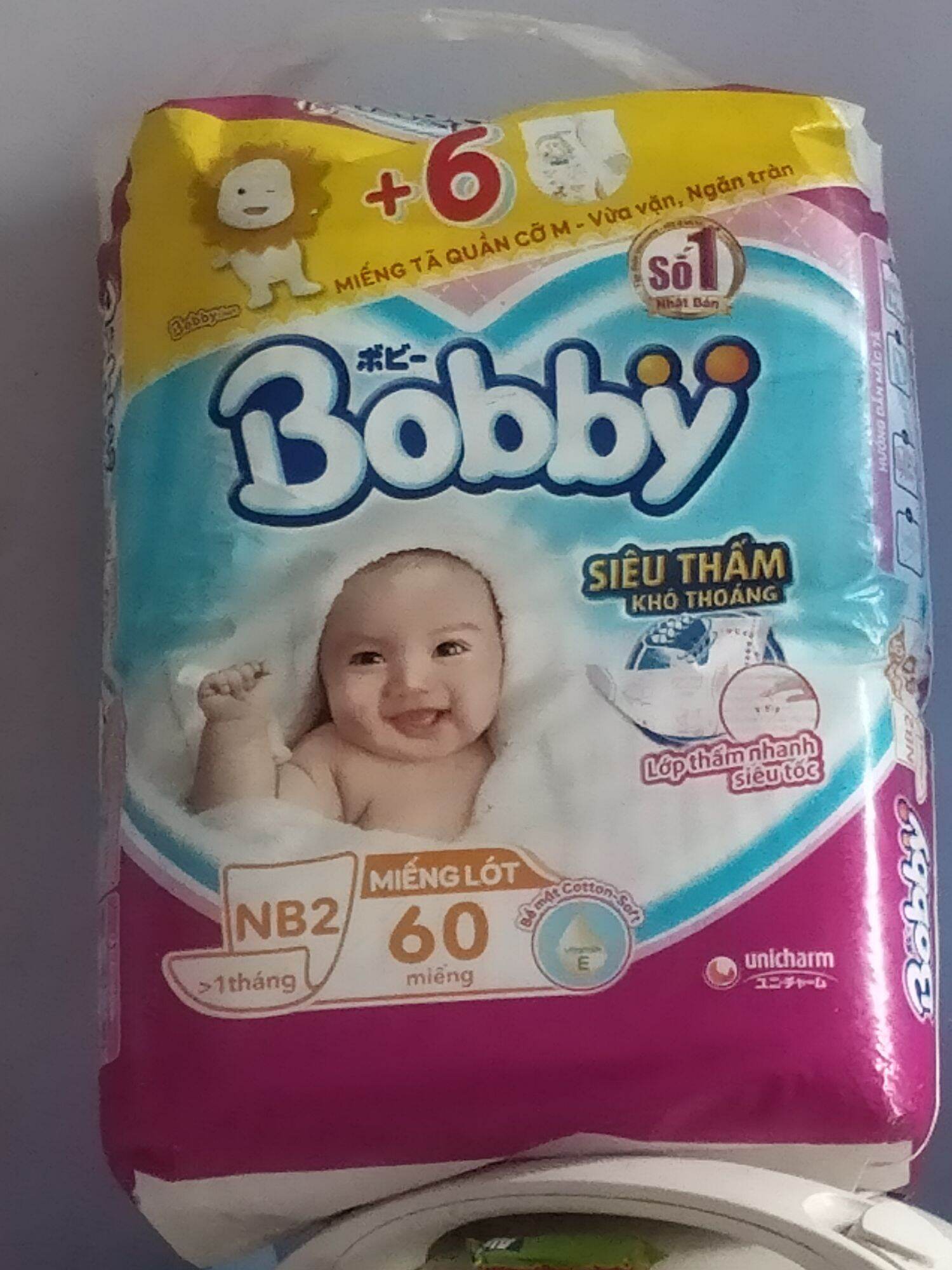 Miếng lót bobby nb2 60+6 quần size m