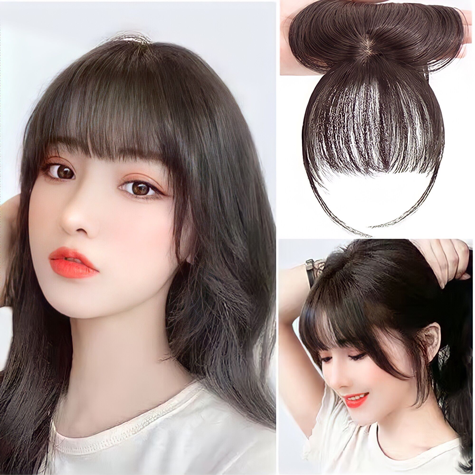 [TÓC THẬT] Mái Thưa 3D Có Da Dầu Cao Cấp Tóc Thật, Tóc Mái Thưa 3D Phủ Hói