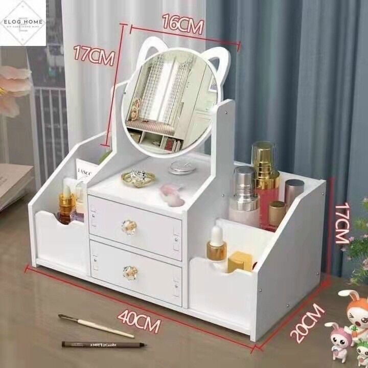 Kệ để bàn mini có gương tai mèo