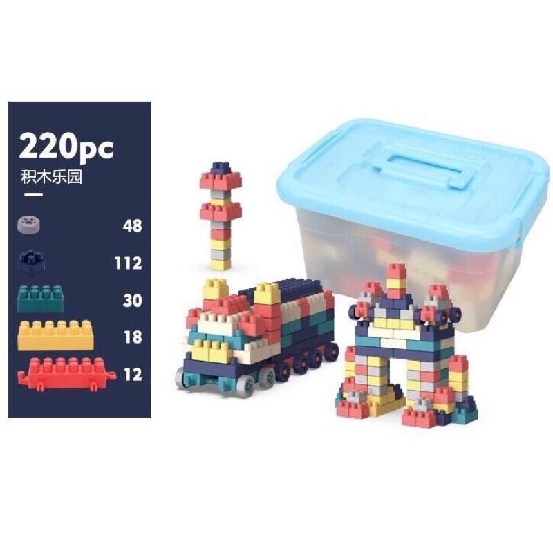 Bộ Lego Xếp Hình Lắp Ghép 220 Chi Tiết Nhựa ABS An Toàn Cho Bé