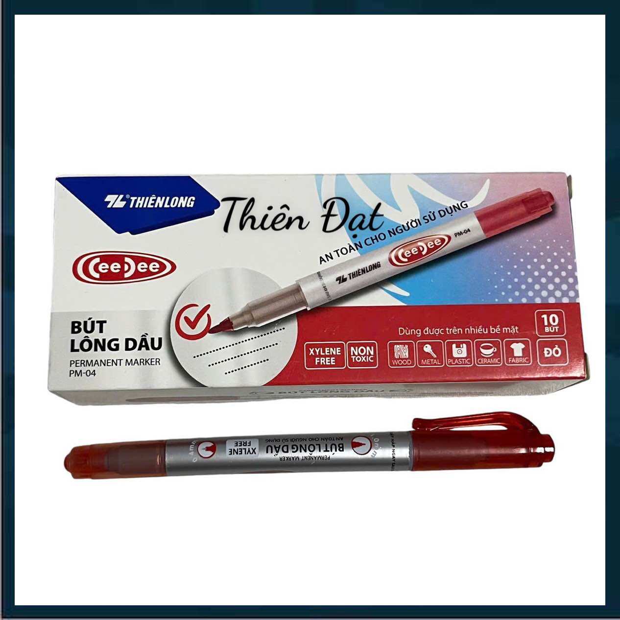 Hộp 10 Bút Lông Dầu Nhỏ 2 Đầu PM04