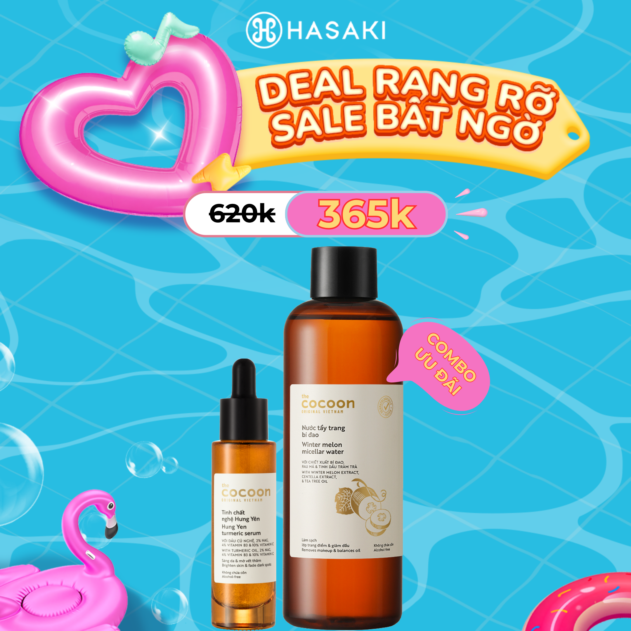 [SIÊU GIẢM GIÁ] Combo Cocoon Tinh Chất Nghệ Hưng Yên 30ml + Nước Tẩy Trang Bí Đao 500ml Hasaki Sản Phẩm Chính Hãng