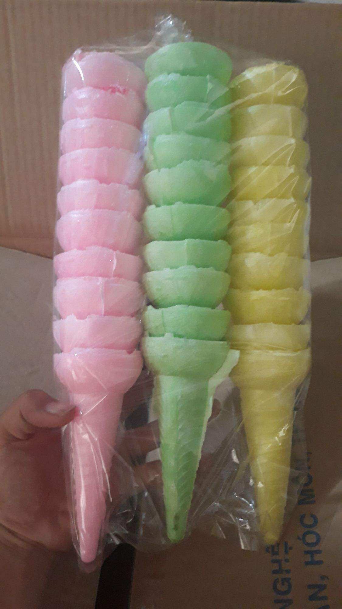 Bịch 30 cái bánh ốc quế màu ăn kem