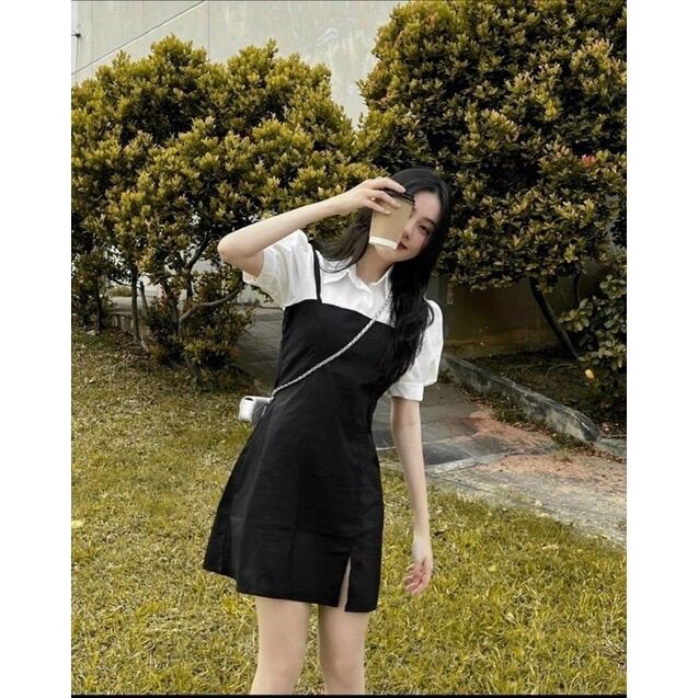 Đầm cổ tiểu thư phối nút bigsize 55-90kg