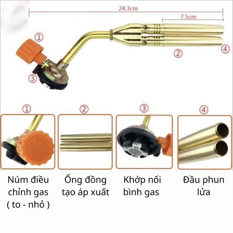 Khò ga mini ống dẫn đồng 1 nòng và 2 nòng