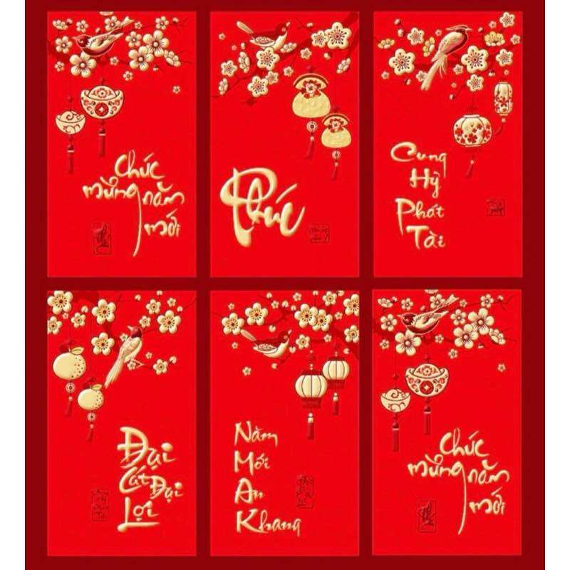 6 cái bao lì xì cao cấp - bao lì xì ngày tết - ngày cứoi hỏi - mẫu ngẫu nhiên
