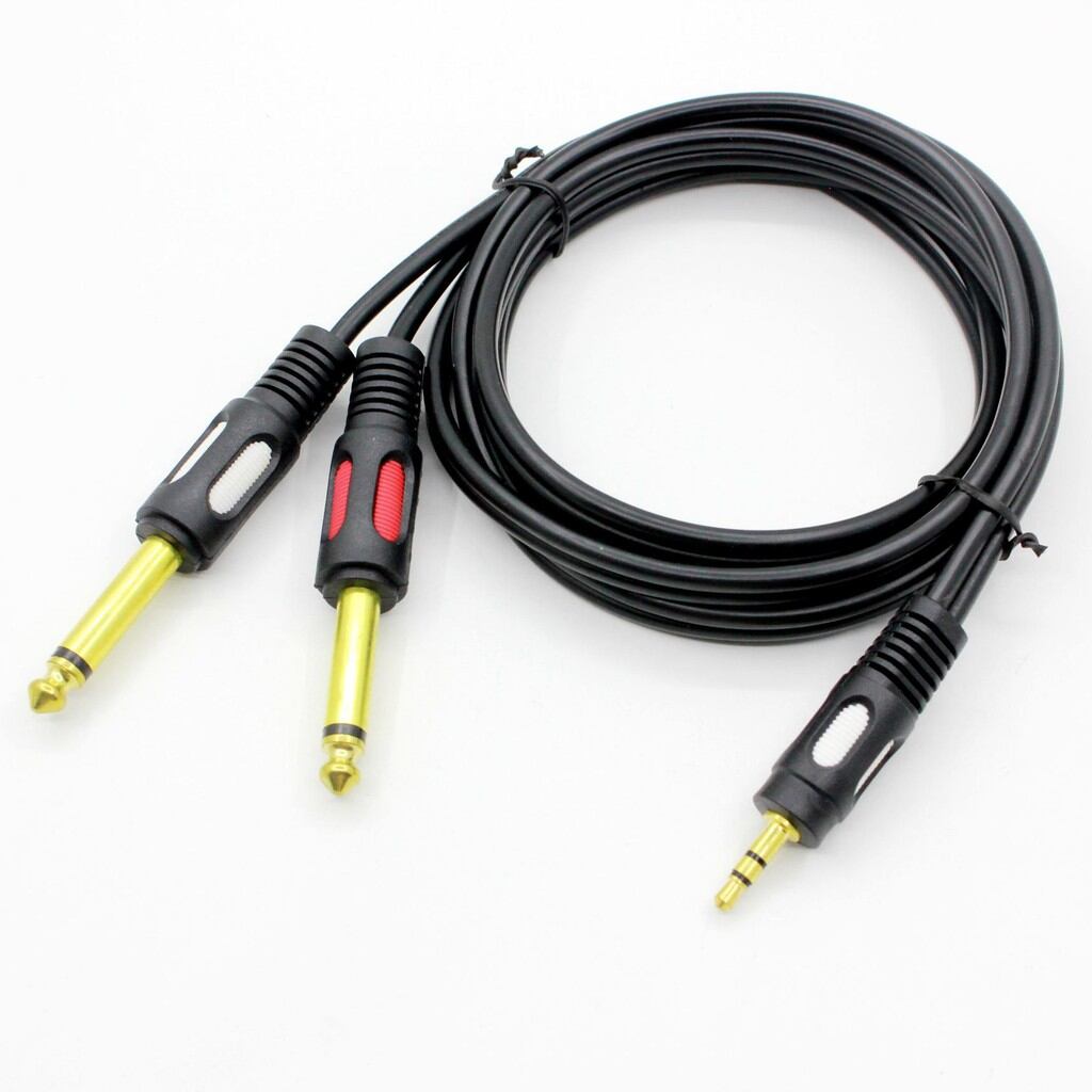 Dây cáp chuyển đổi jack 3.5 sang 2 jack 6.5 , cáp chia jack 3.5 sang 2 đầu jack 6.5