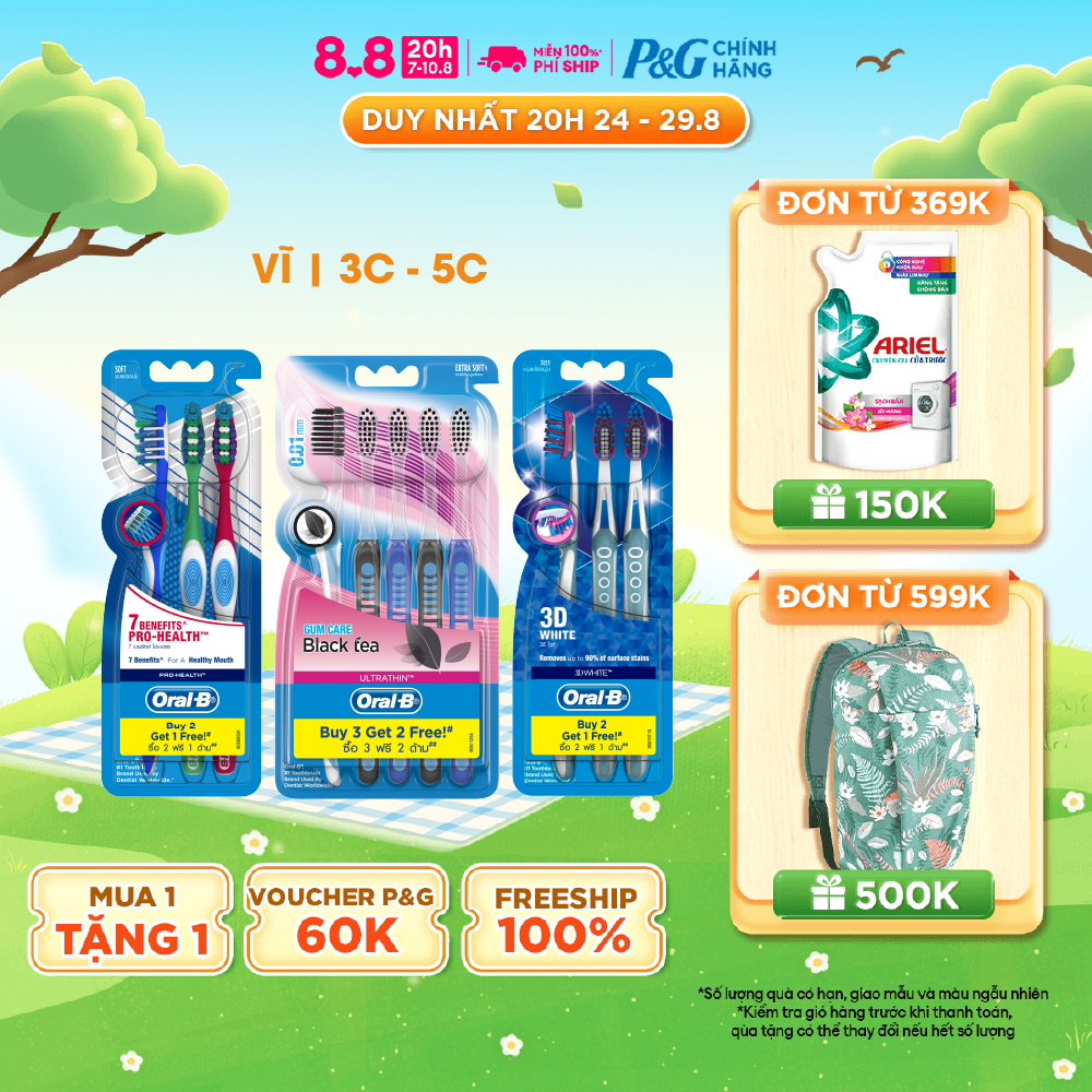 Bàn Chải Đánh Răng ORAL-B Vỉ 3 Cây/5 Cây