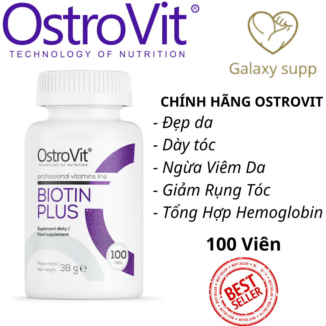 Ostrovit Biotin Plus Mọc Tóc Đẹp Da 100 Viên