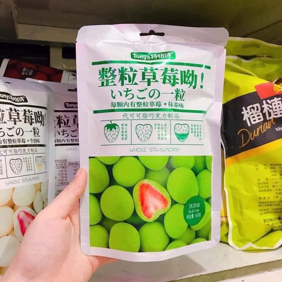 Kẹo socola bọc dâu 4 vị chọn ( matcha, cacao, vani, sakura )