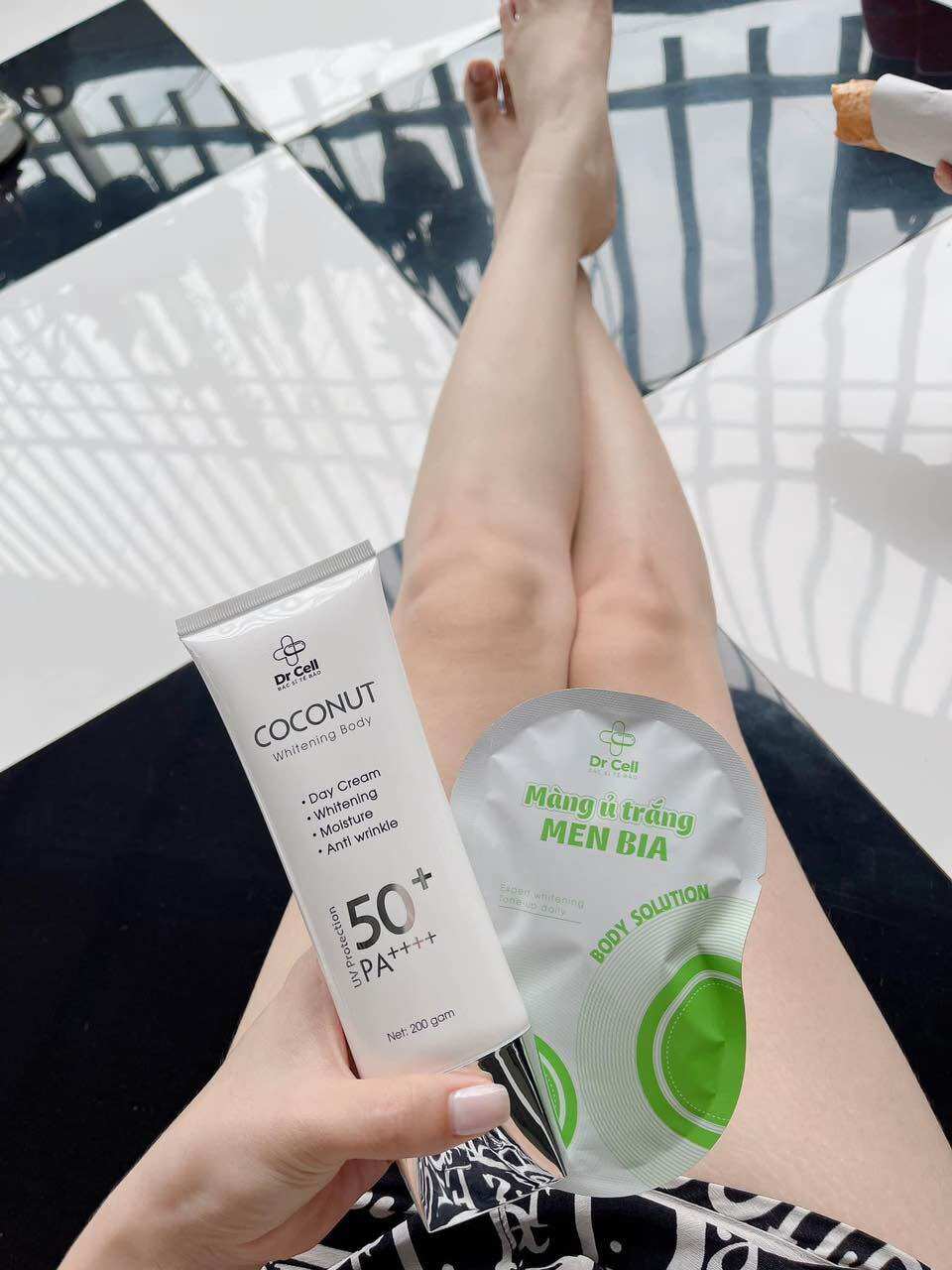 [ Tặng Màng ủ trắng men bia] Body Chống Nắng Coconut DR CELL 200g