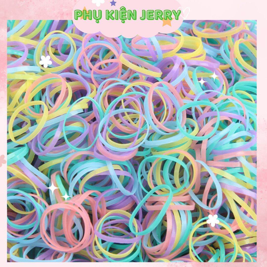 Dây thun buộc tóc cho bé set 2000 sợi size nhỏ co dãn nhiều màu - Phụ kiện Jerry