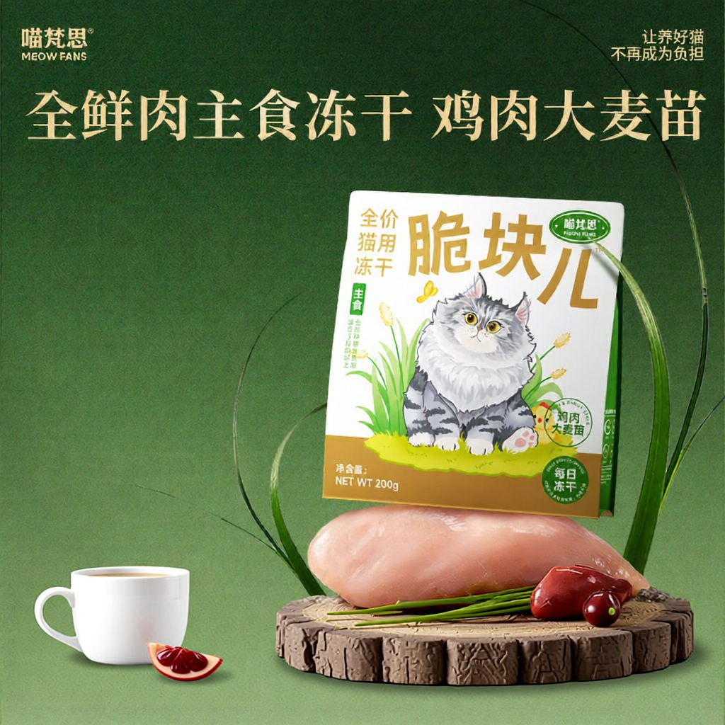 MEOW FANS | Thức Ăn Mèo Khô Dried Chicken Kiểm Soát búi Lông 200g