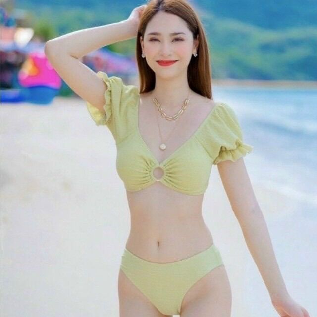 (SHOP TÁO ĐỎ BIGSIZE 50KG ĐẾN 90KG) set bikini có tay gắn khoen ngực