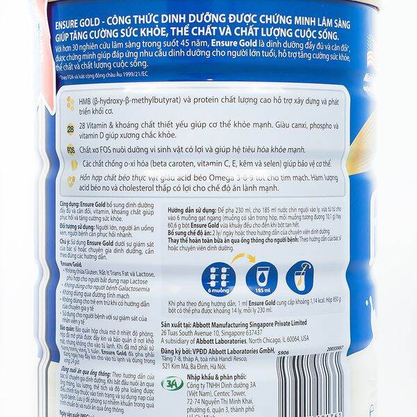 Ensure Gold 850g hương vani