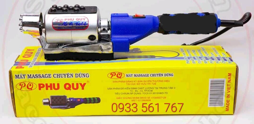 Máy massage cầm tay Phú Quý - Máy massage mini - Màu xanh dương (Khuyến mãi 1 bộ than)