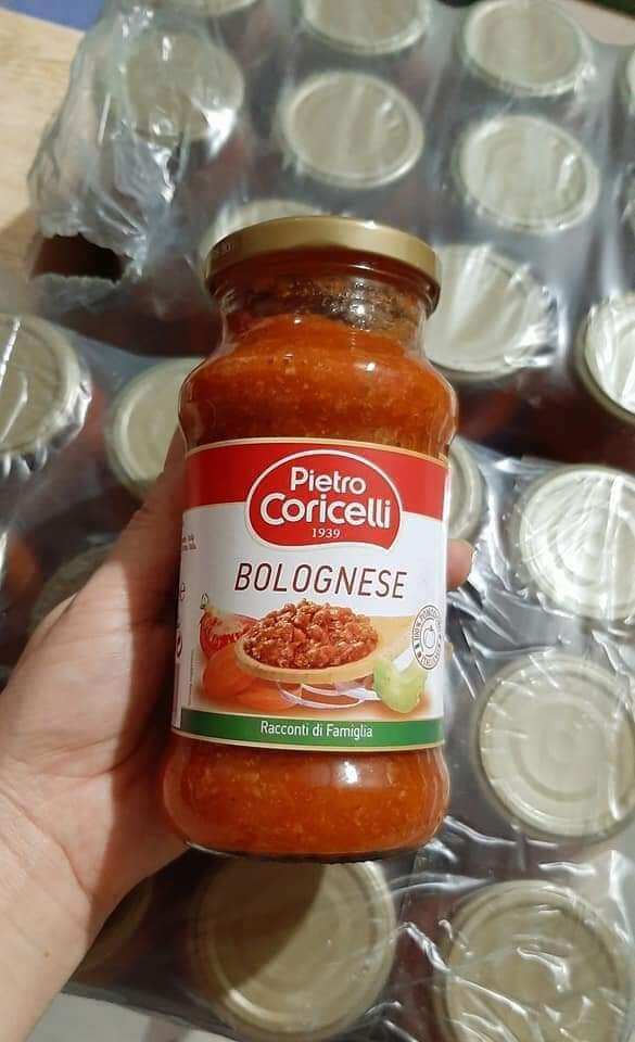 Sốt cà chua thịt Pietro Coricelli Bolognes nhập khẩu Ý lọ thủy tinh 350g .