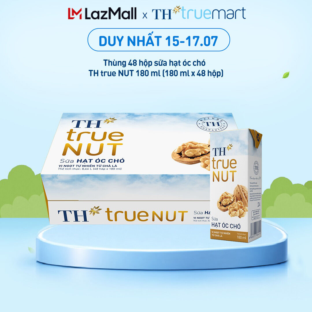 Thùng 48 hộp sữa hạt óc chó TH true NUT 180 ml (180 ml x 48)