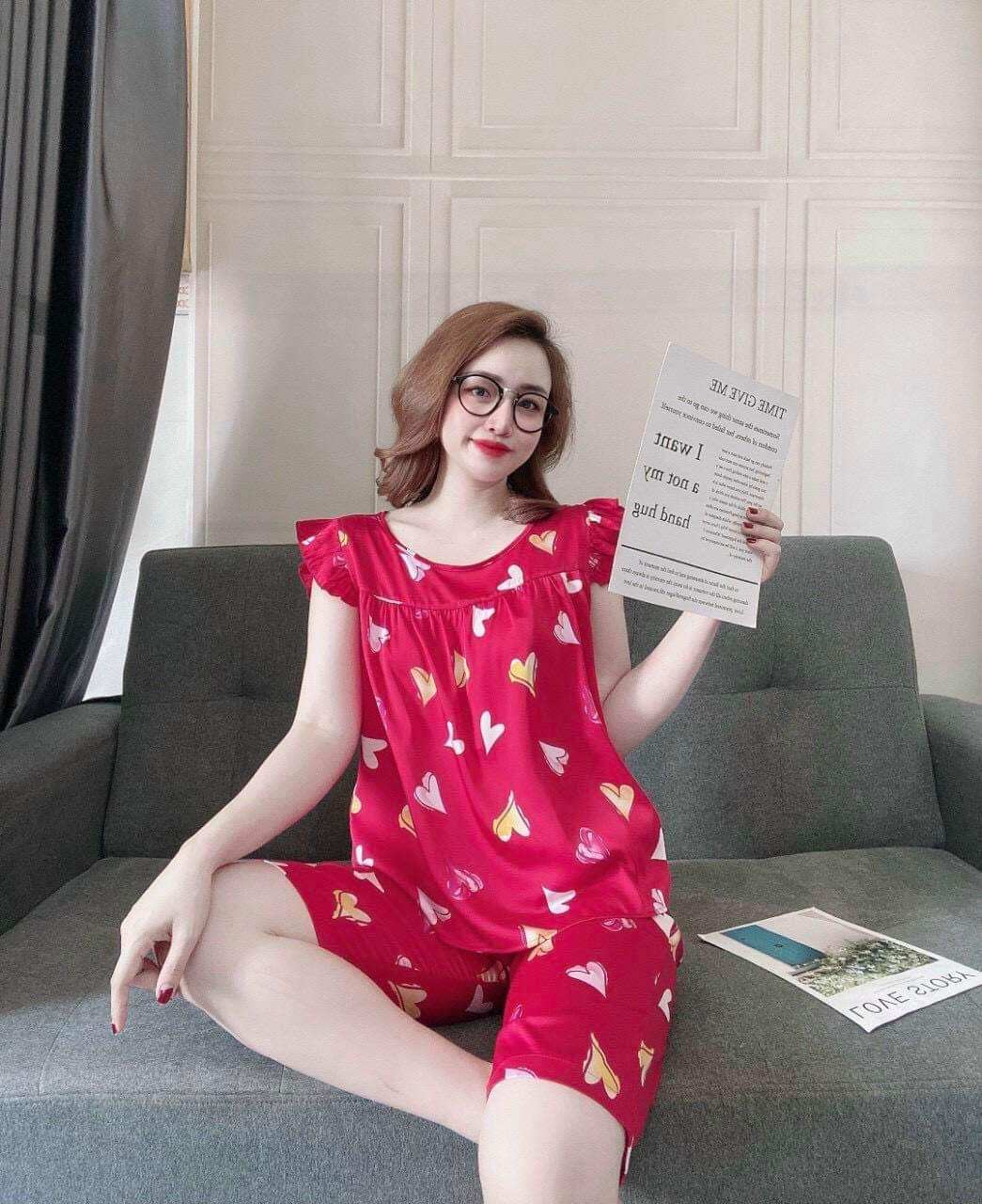 (40 - 80kg) Đồ bộ mặc nhà mango quần 9 tấc có túi bigsize lớn.